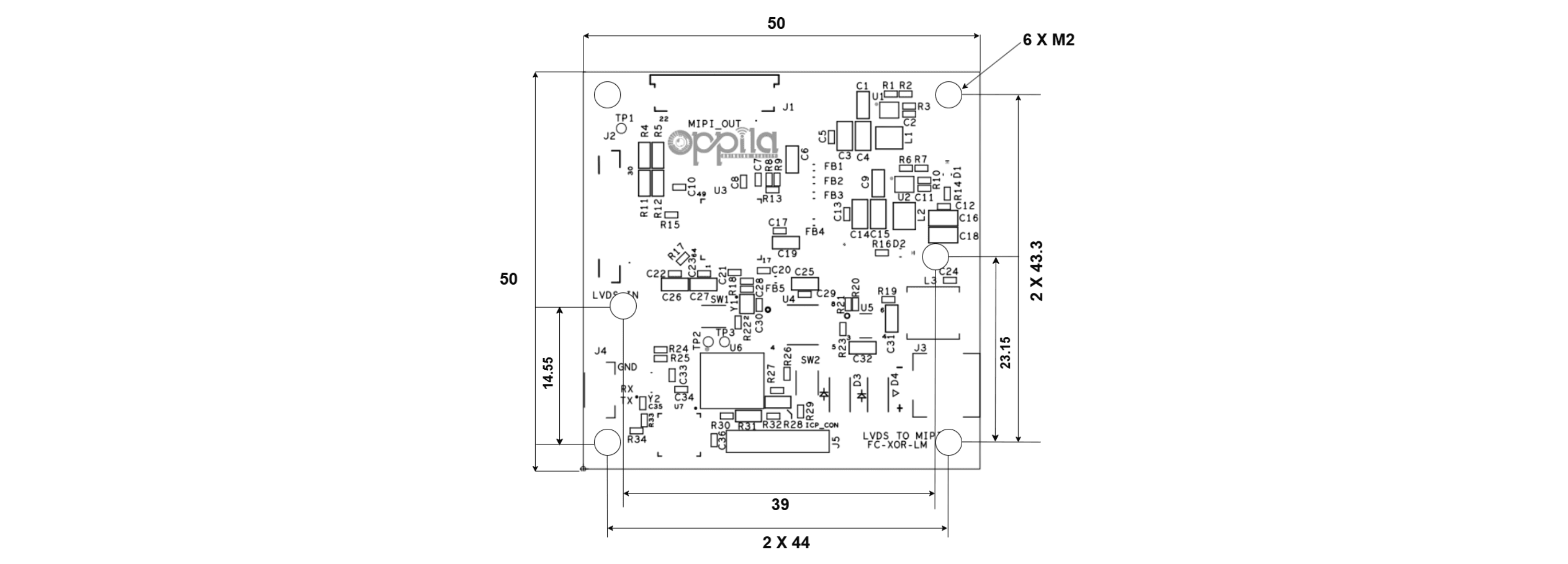 LVDS-MIPI Dimensions