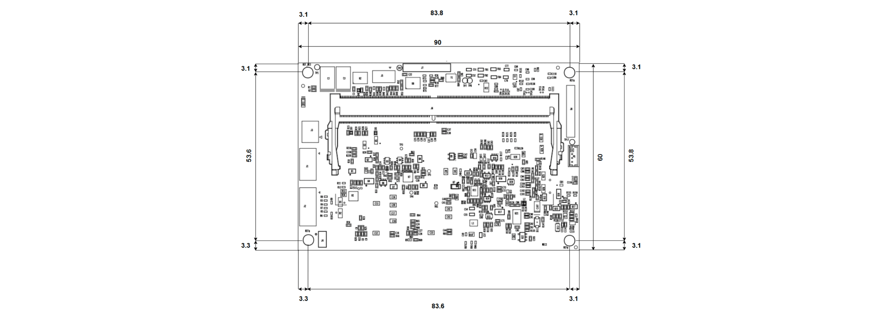 AstrOptix AI Carrier Board Mechanical Drawing