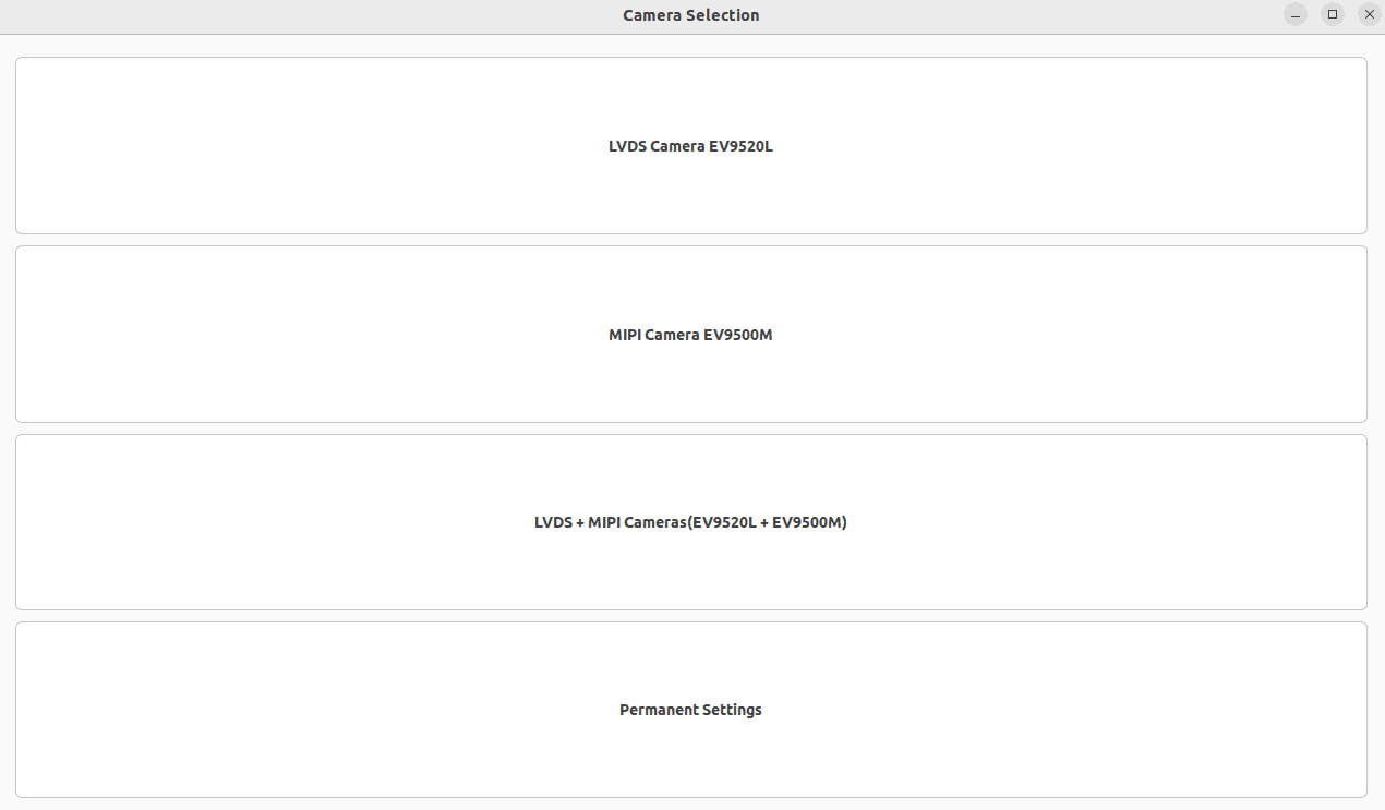 Camera Power Setting Selection Window