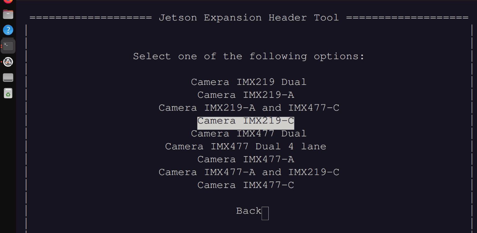 Select Camera IMX219-C