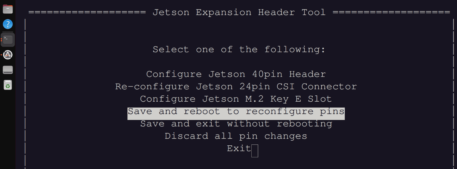 Save and reboot to reconfigure pins