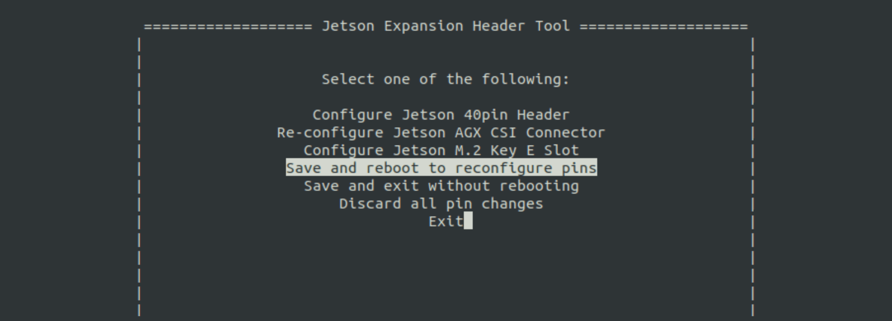 Save and reboot to reconfigure pins