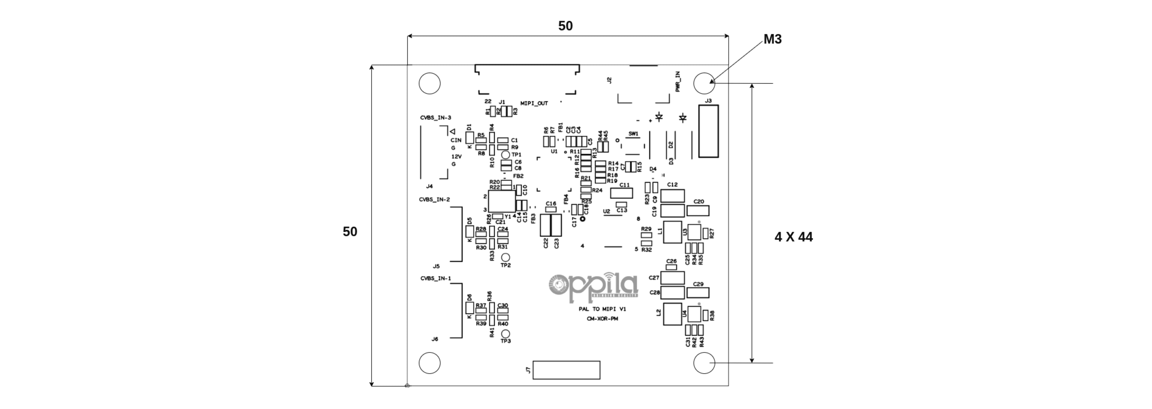 PAL-MIPI Dimensions