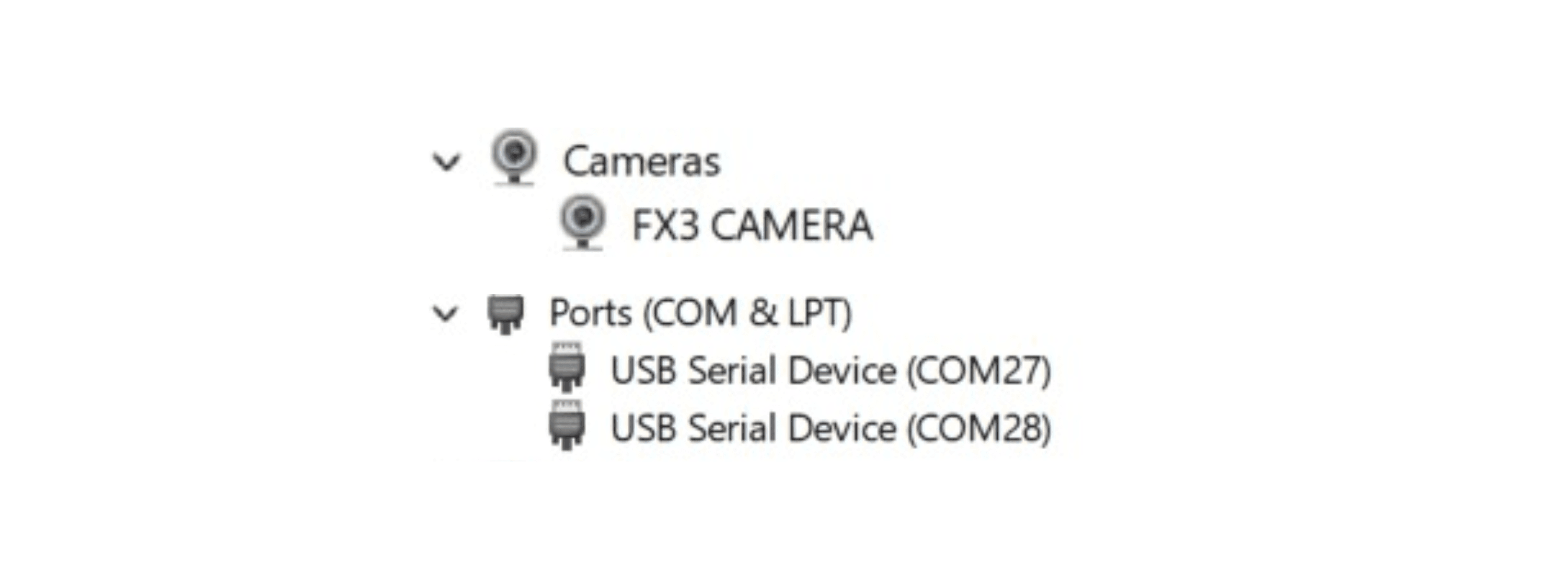 FX3 CAMERA and COM ports in Windows Device Manager