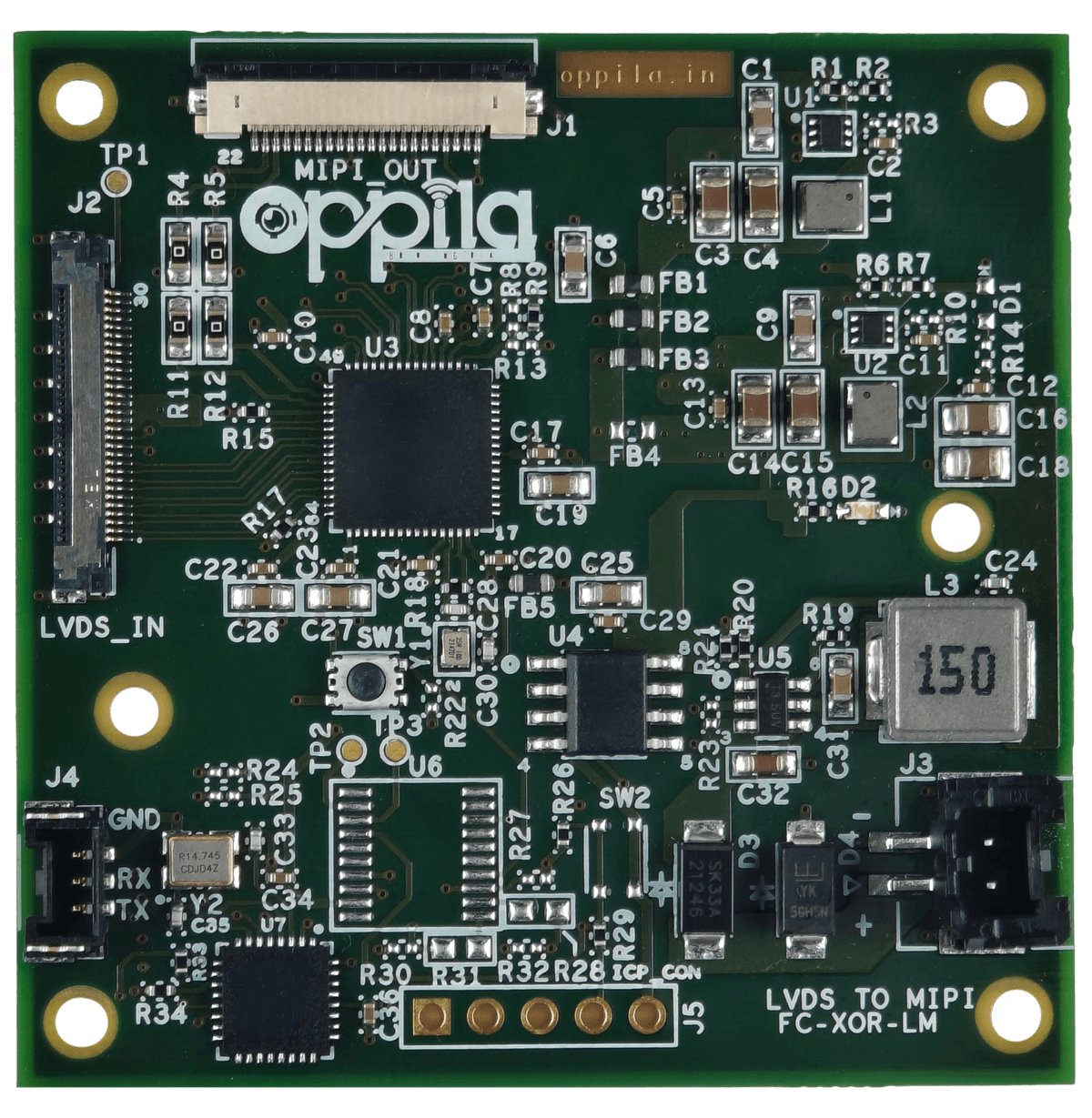LVDS to MIPI CSI-2 Bridge Board by Oppila Microsystems